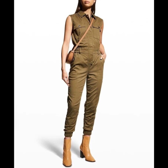 NWOT Derek Lam 10 Crosby Mayla Sleeveless Utilitarian Jumpsuit Green Size 10 - Picture 1 of 16